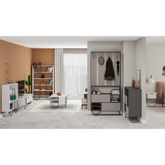 Norfolk Mitmeotstarbeline konsoollaud kolme riiuliga – valge, 96x26x99 cm