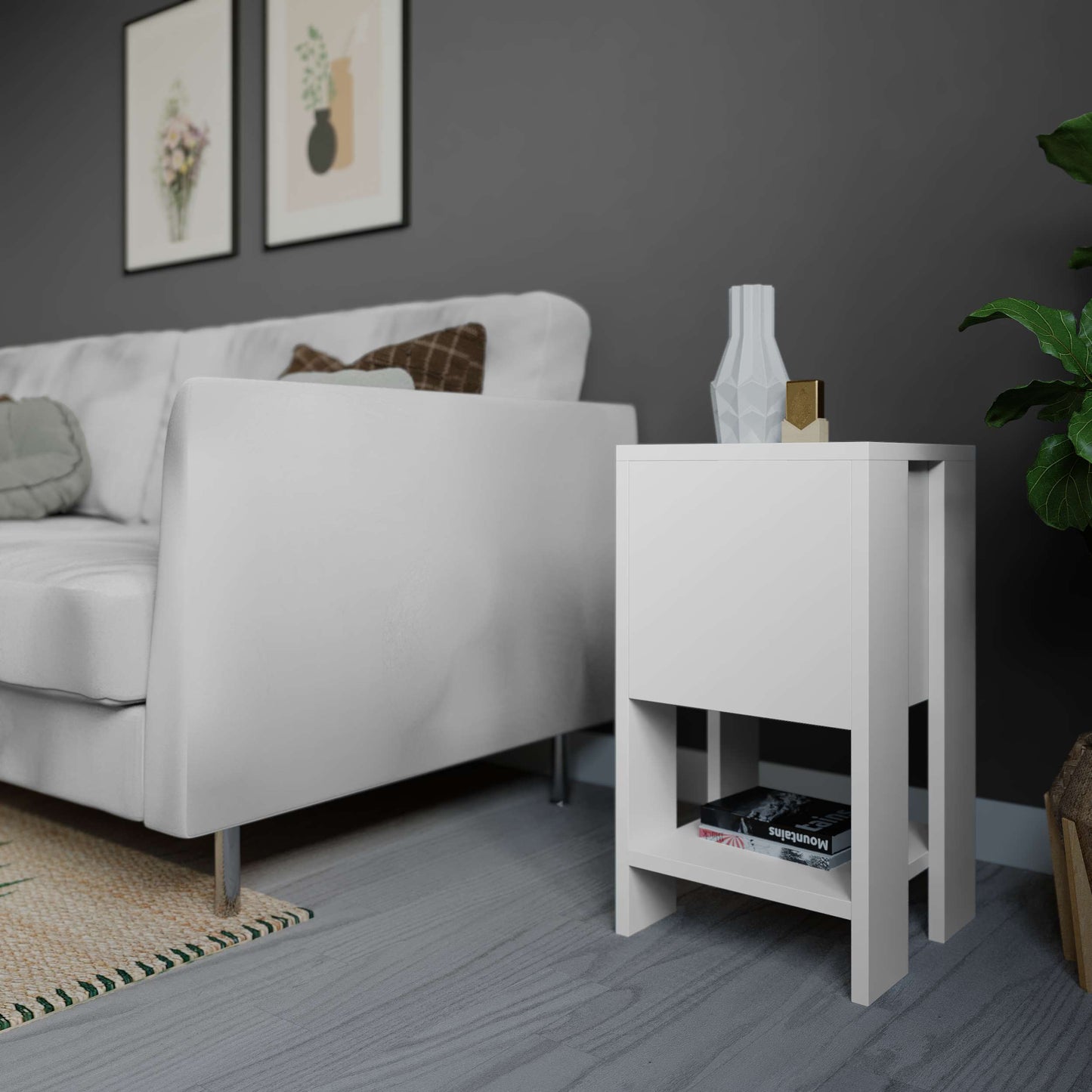 Ema öökapp – Modernne kapp kukkuva uksega ja riiuliga (30 x 30 x 55 cm)