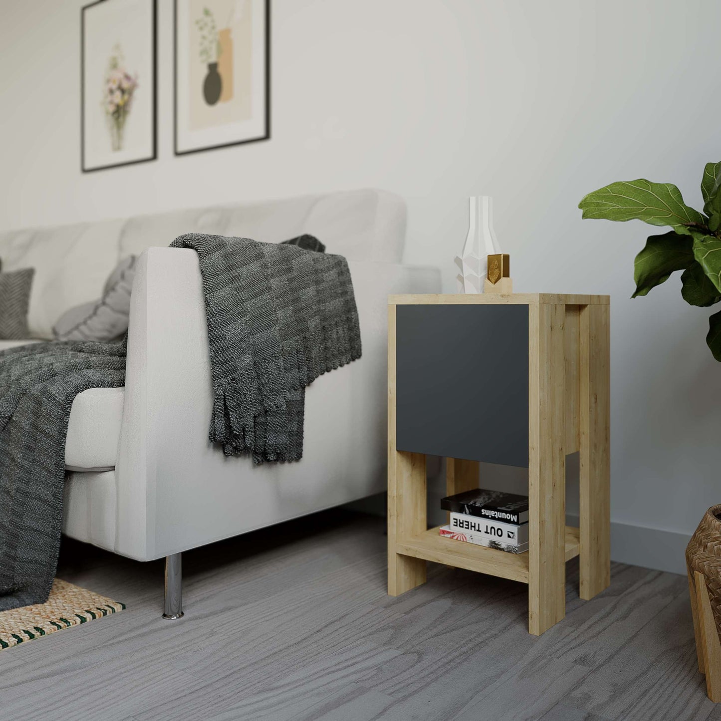 Ema öökapp – Modernne kapp kukkuva uksega ja riiuliga (30 x 30 x 55 cm)