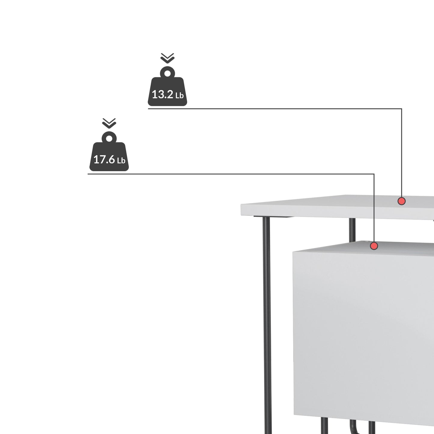 Acres Modern Martide Table на металлических ножках - шириной 40 см, раскрытие ящиков
