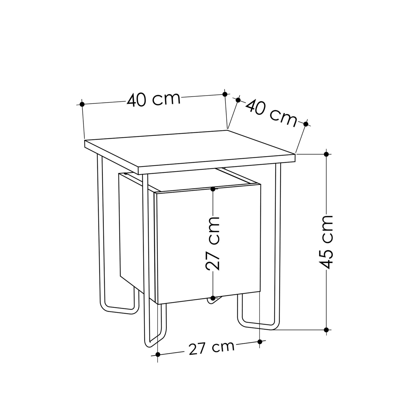 Acres Modern Martide Table на металлических ножках - шириной 40 см, раскрытие ящиков