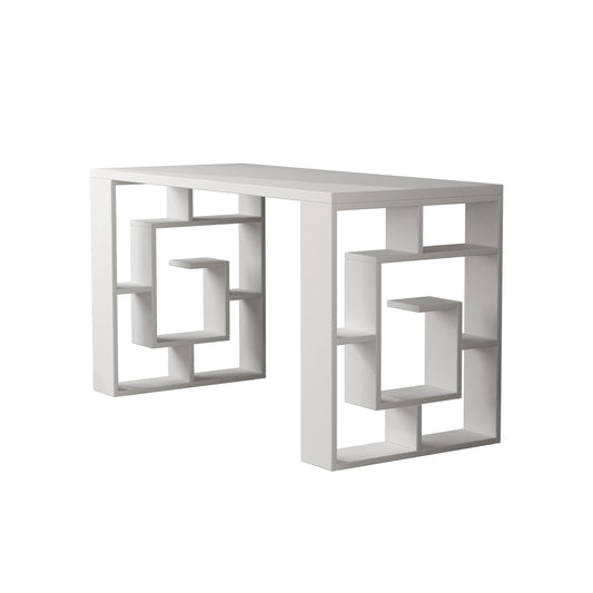 Labirent kaasaegne kirjutuslaud sisseehitatud riiulitega, 137 cm, valge