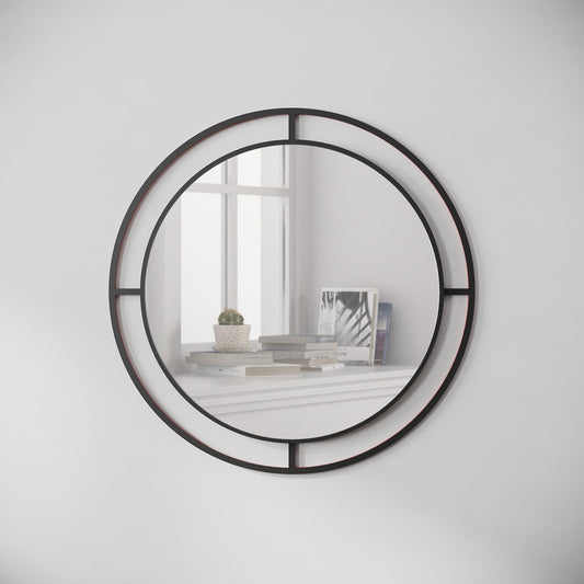 Bubble ümmargune seinapeegel – kaasaegne disain, must, 55 cm