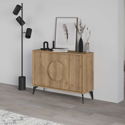Gora modern puhvetkapp – metalljalgade ja kahe uksega hoiukapp, 110 cm