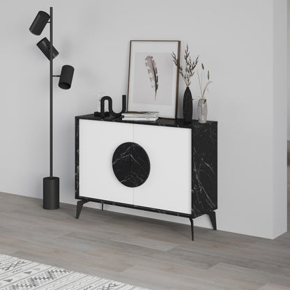 Gora modern puhvetkapp – metalljalgade ja kahe uksega hoiukapp, 110 cm