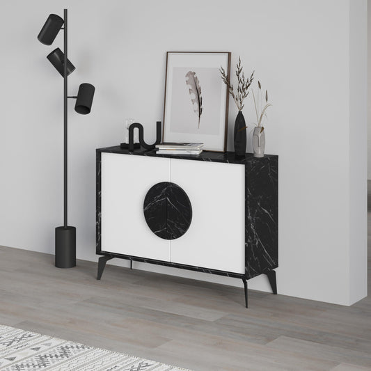 Gora modern puhvetkapp – metalljalgade ja kahe uksega hoiukapp, 110 cm