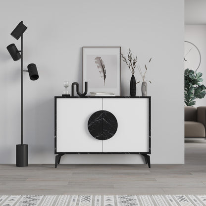 Gora modern puhvetkapp – metalljalgade ja kahe uksega hoiukapp, 110 cm