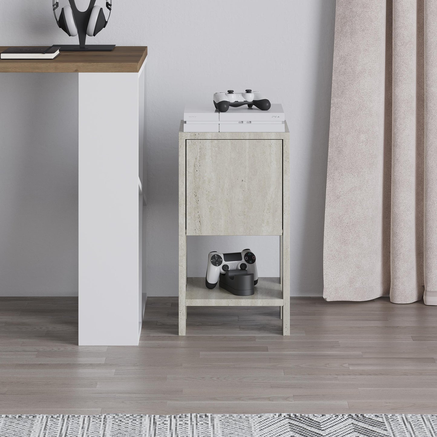 Ema öökapp – Modernne kapp kukkuva uksega ja riiuliga (30 x 30 x 55 cm)