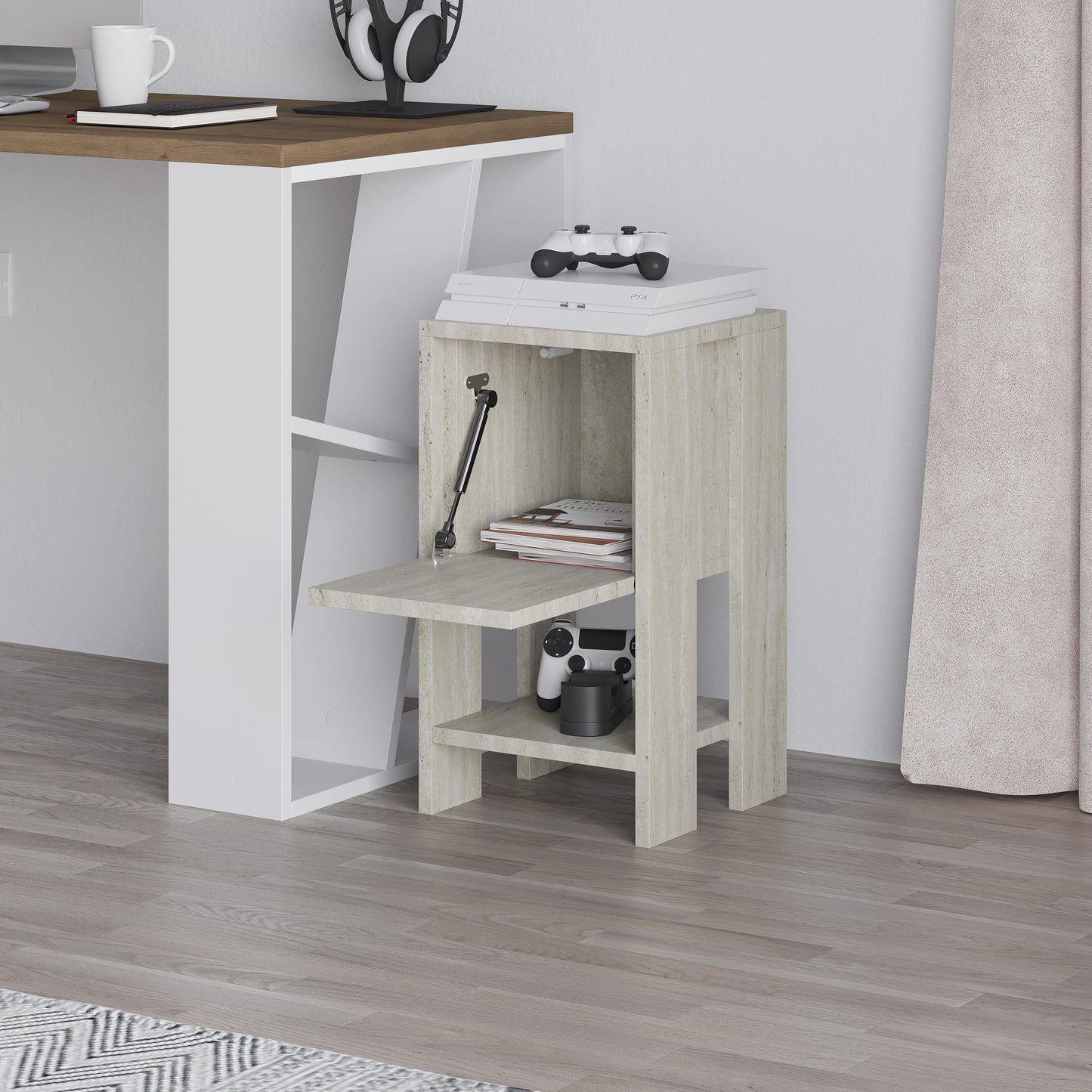 Ema öökapp – Modernne kapp kukkuva uksega ja riiuliga (30 x 30 x 55 cm)