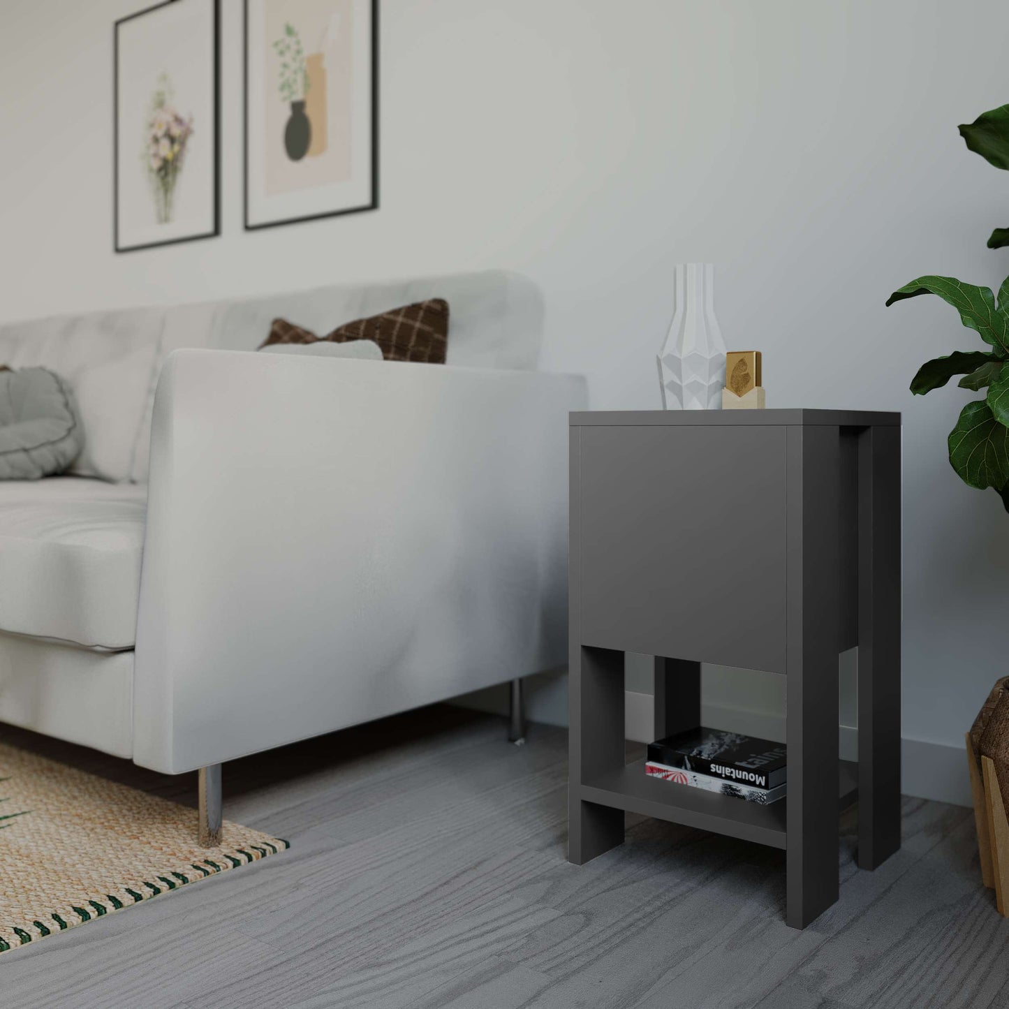 Ema öökapp – Modernne kapp kukkuva uksega ja riiuliga (30 x 30 x 55 cm)