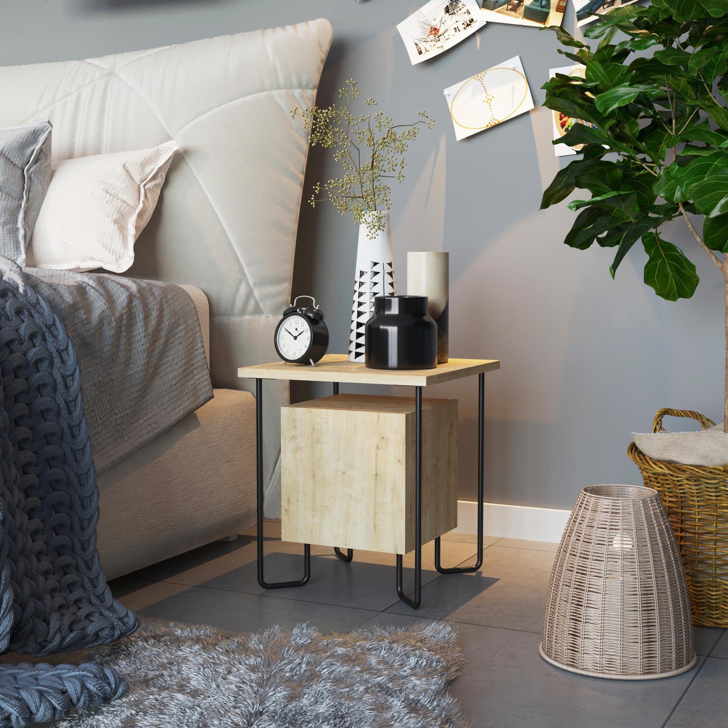Acres Moodne öökapp metalljalgadel – 40 cm lai, sahtliga voodikapp