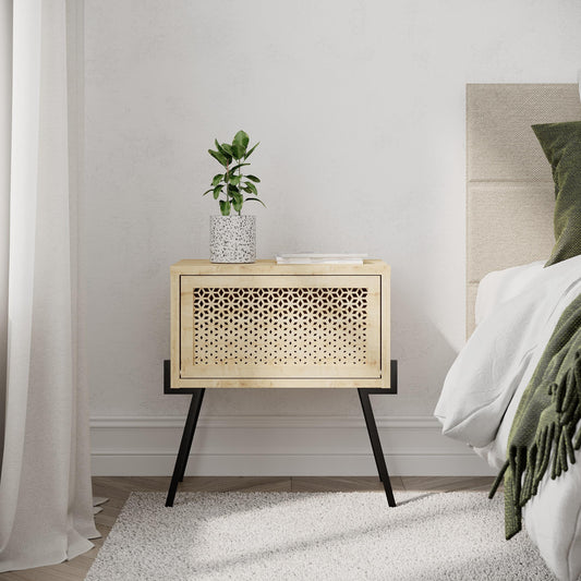 Naive öökapp – kaasaegne voodilaud hoiukapiga, 48 cm lai