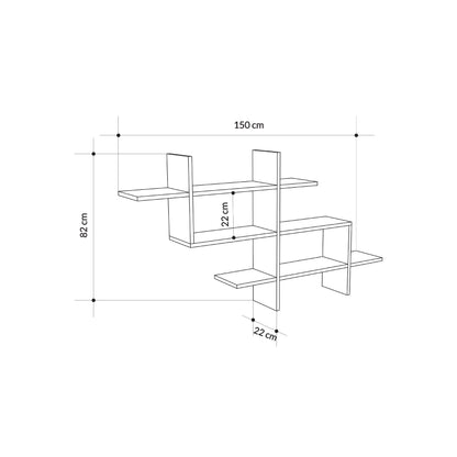 Halic seinariiul – 3-astmeline kaasaegne ja ruumisäästlik raamaturiiul (150 cm lai)