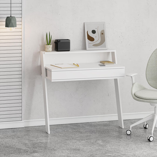 Cowork Seinapealne kirjutuslaud sahtli ja riiuliga – valge, 94x50x91 cm