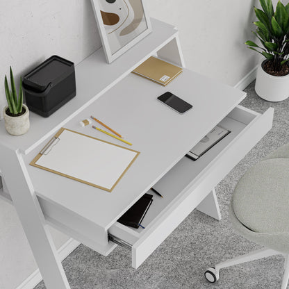 Cowork Seinapealne kirjutuslaud sahtli ja riiuliga – valge, 94x50x91 cm