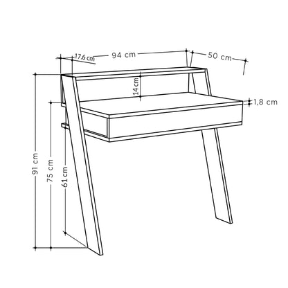 Cowork Seinapealne kirjutuslaud sahtli ja riiuliga – valge, 94x50x91 cm