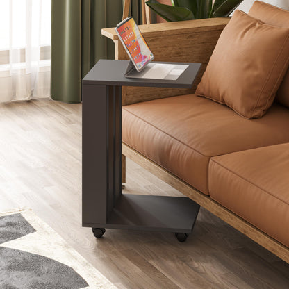 Edi Modern C-kujuline Abilaud Ratastega –  Mitmeotstarbeline Diivanilaud, 60 cm Kõrgus