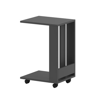 Edi Modern C-kujuline Abilaud Ratastega –  Mitmeotstarbeline Diivanilaud, 60 cm Kõrgus
