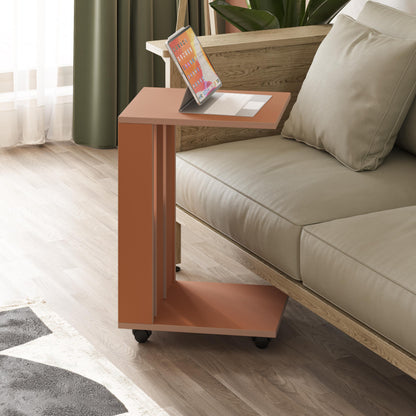 Edi Modern C-kujuline Abilaud Ratastega –  Mitmeotstarbeline Diivanilaud, 60 cm Kõrgus