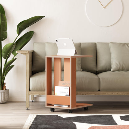 Edi Modern C-kujuline Abilaud Ratastega –  Mitmeotstarbeline Diivanilaud, 60 cm Kõrgus