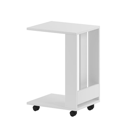 Edi Modern C-kujuline Abilaud Ratastega –  Mitmeotstarbeline Diivanilaud, 60 cm Kõrgus