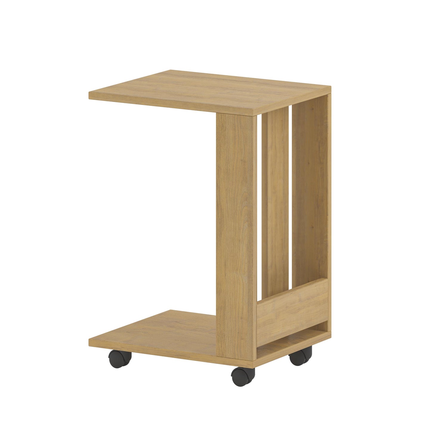 Edi Modern C-kujuline Abilaud Ratastega –  Mitmeotstarbeline Diivanilaud, 60 cm Kõrgus
