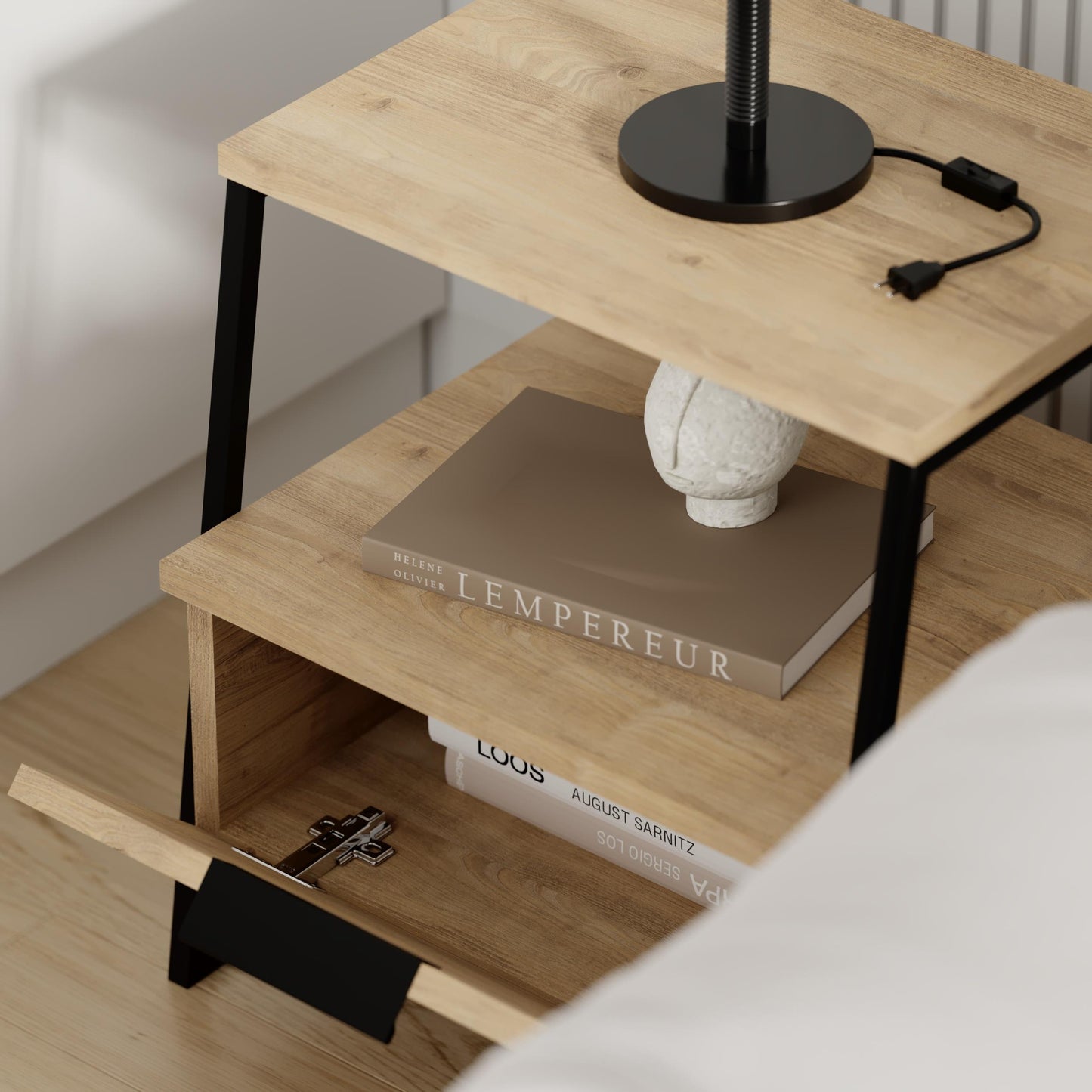 Pal kaasaegne öökapp metallraamiga – mitmeotstarbeline ja stiilne, 45 cm lai