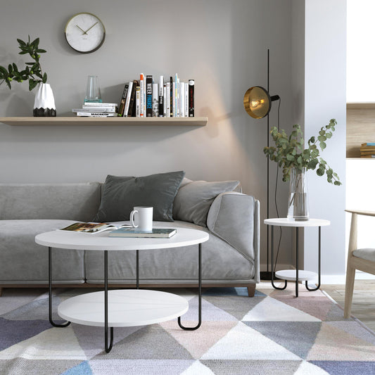 Corro Ümar moodne kohvilaud avatud riiuliga – 80 x 45 cm