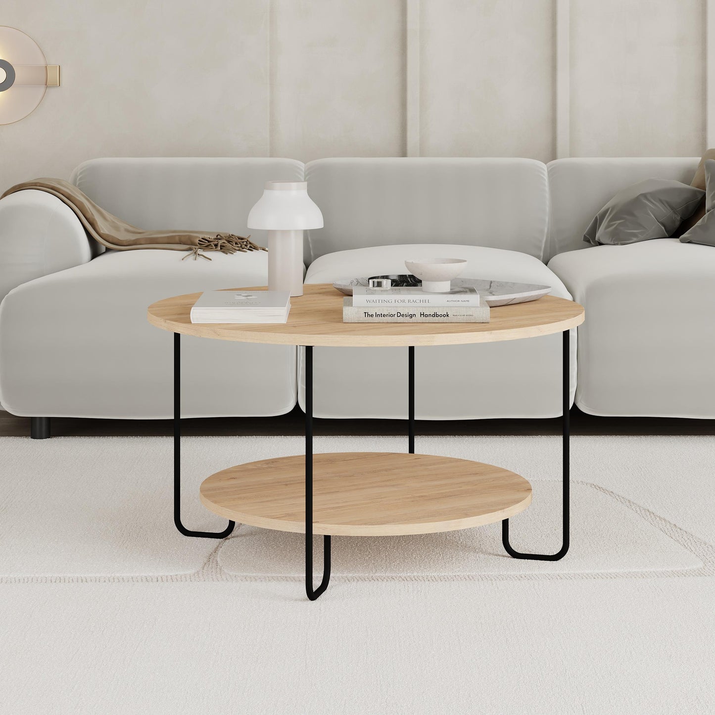 Corro Ümar moodne kohvilaud avatud riiuliga – 80 x 45 cm