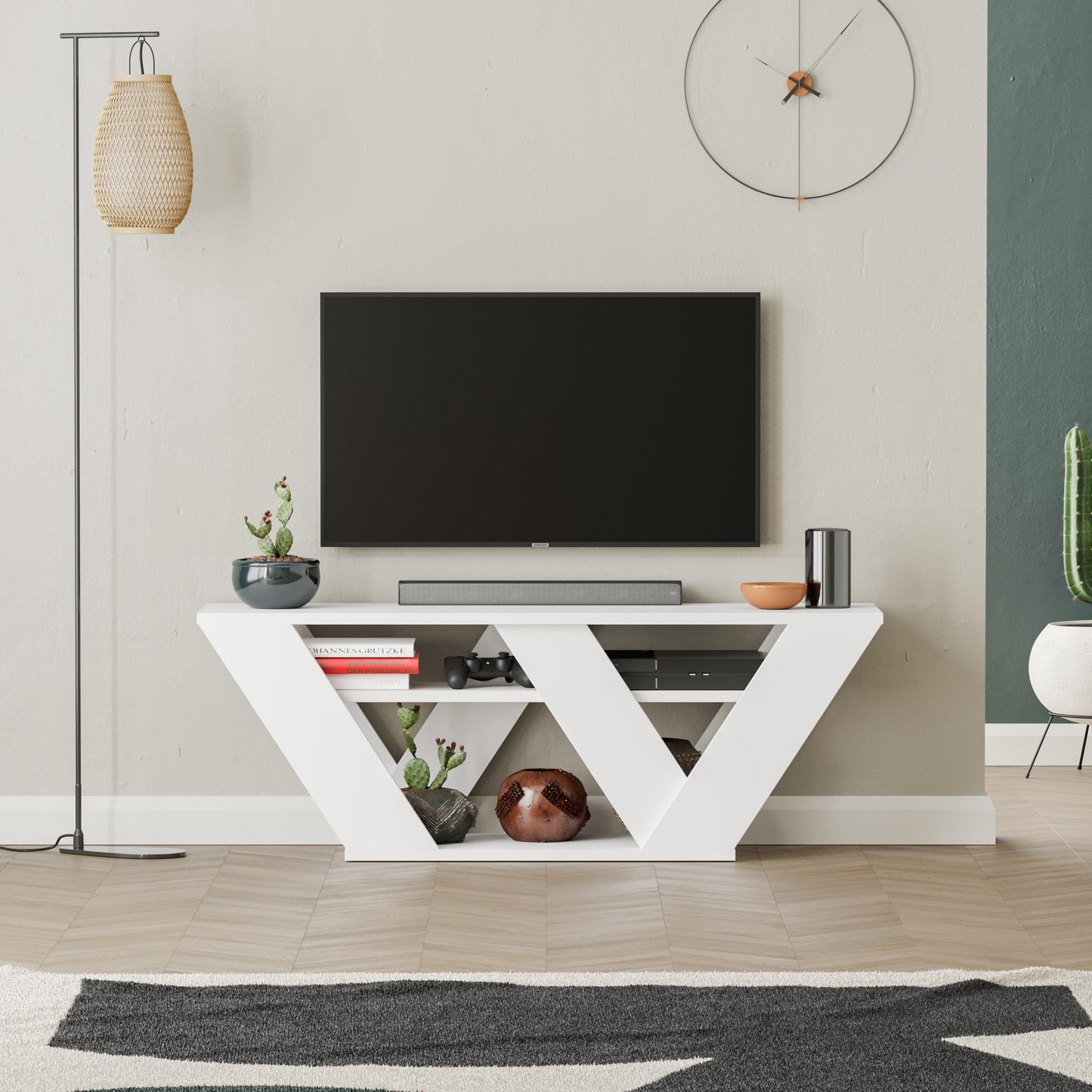 Pipralla modernne TV-alus riiulitega kuni 43" teleritele, 110 cm