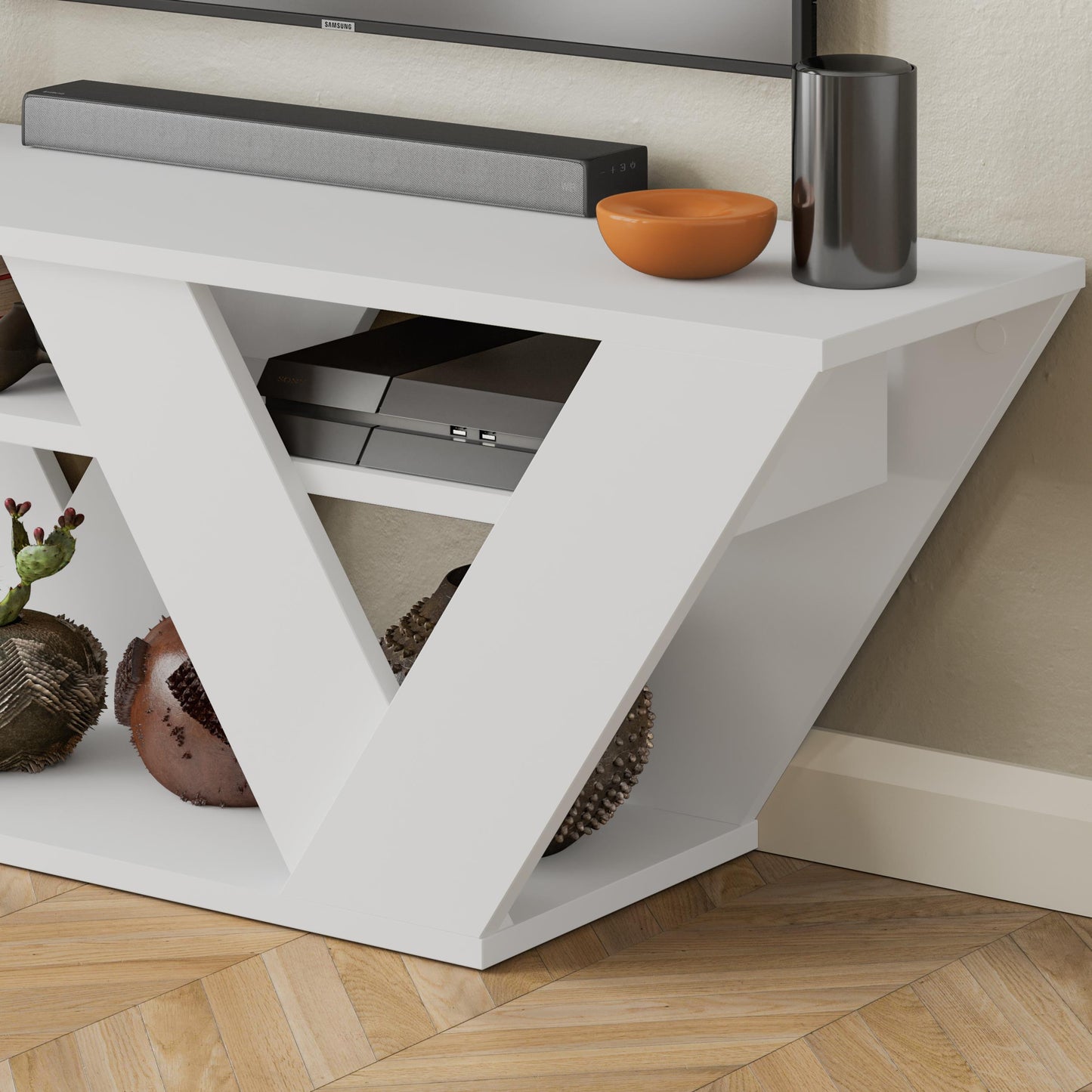 Pipralla modernne TV-alus riiulitega kuni 43" teleritele, 110 cm