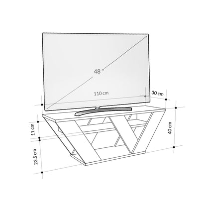 Pipralla modernne TV-alus riiulitega kuni 43" teleritele, 110 cm