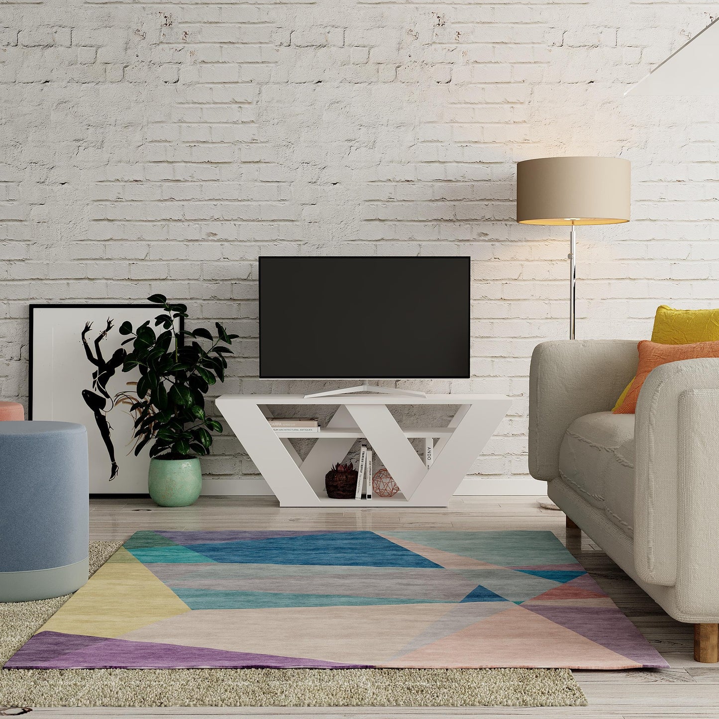 Pipralla modernne TV-alus riiulitega kuni 43" teleritele, 110 cm