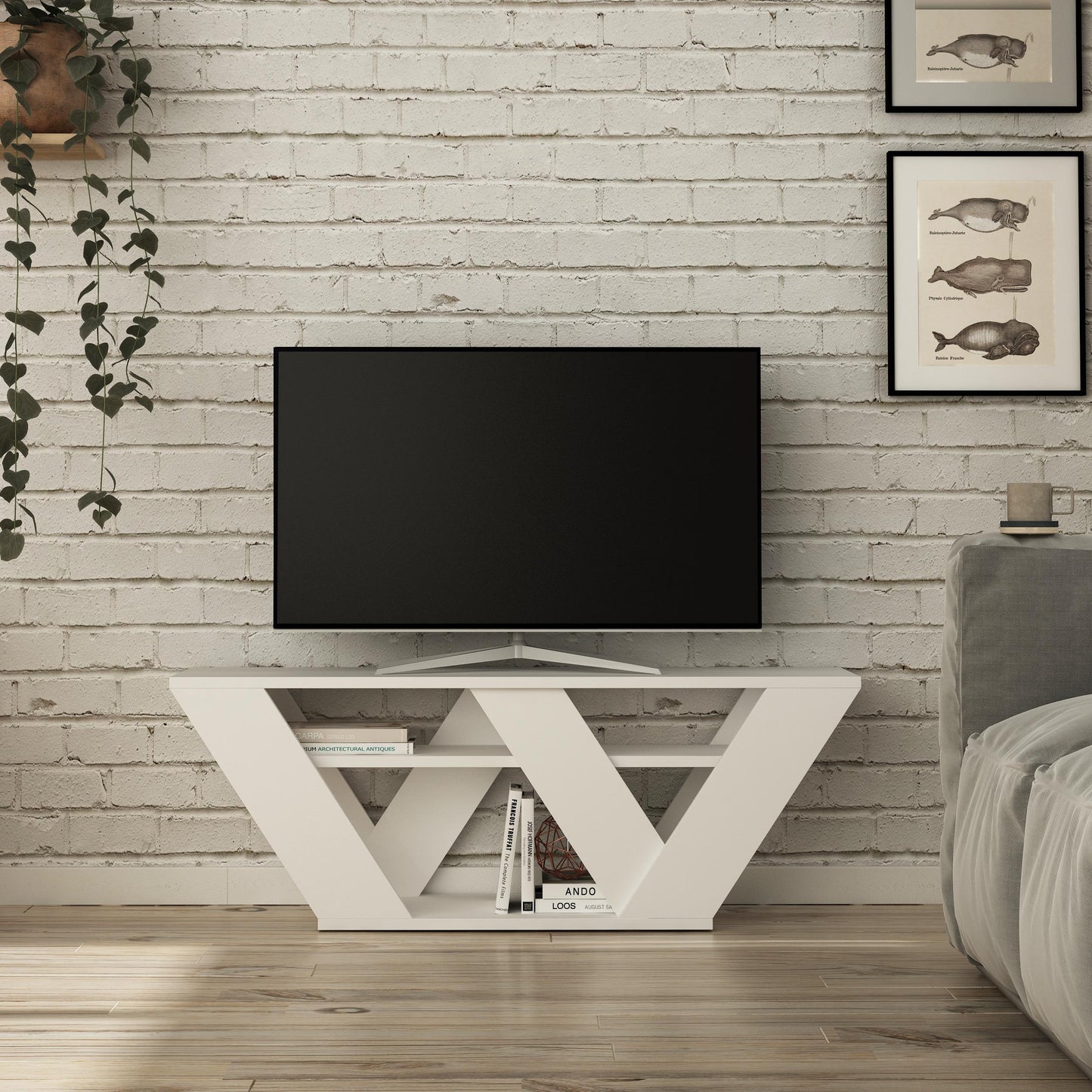 Pipralla modernne TV-alus riiulitega kuni 43" teleritele, 110 cm