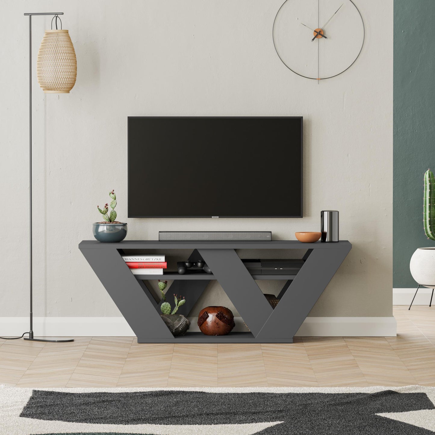 Pipralla modernne TV-alus riiulitega kuni 43" teleritele, 110 cm