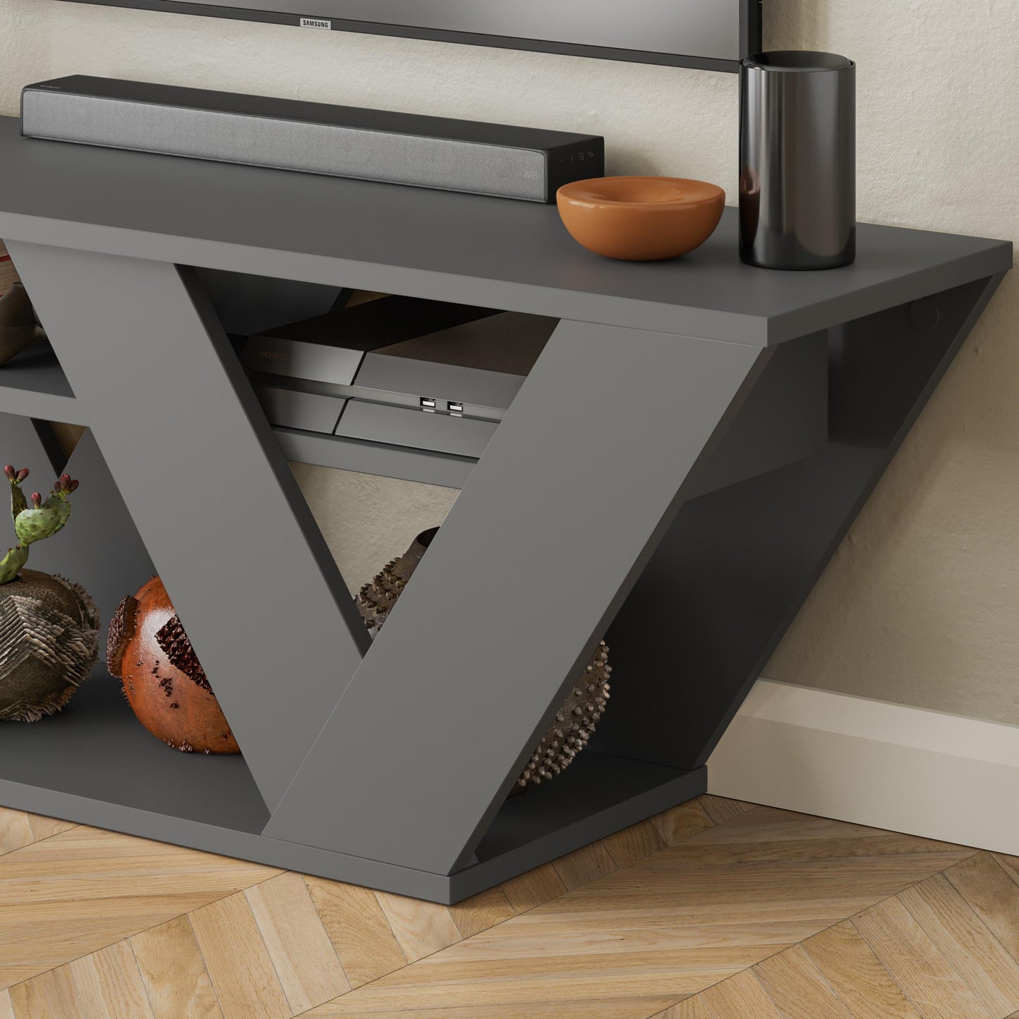 Pipralla modernne TV-alus riiulitega kuni 43" teleritele, 110 cm