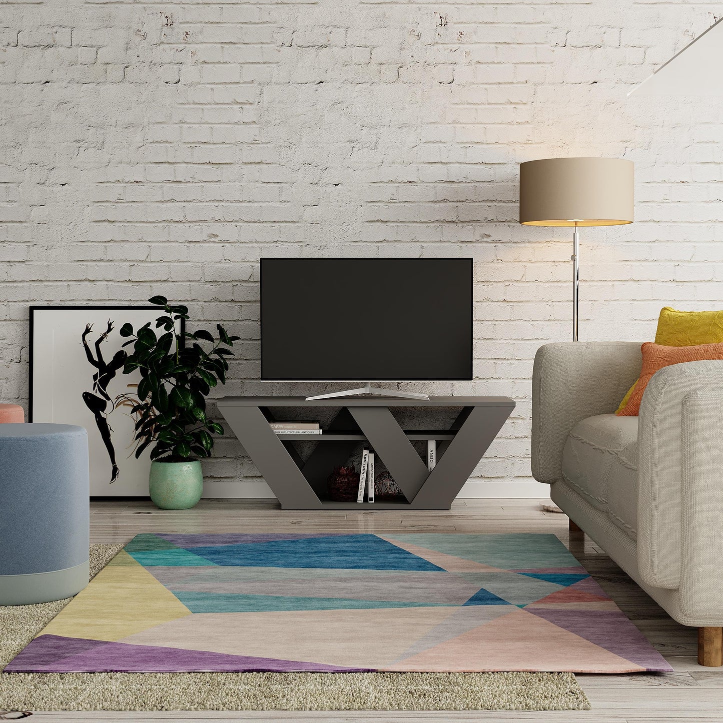Pipralla modernne TV-alus riiulitega kuni 43" teleritele, 110 cm