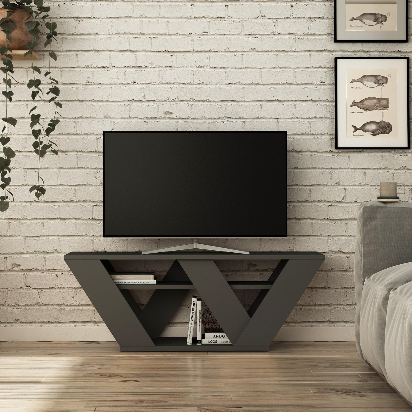 Pipralla modernne TV-alus riiulitega kuni 43" teleritele, 110 cm