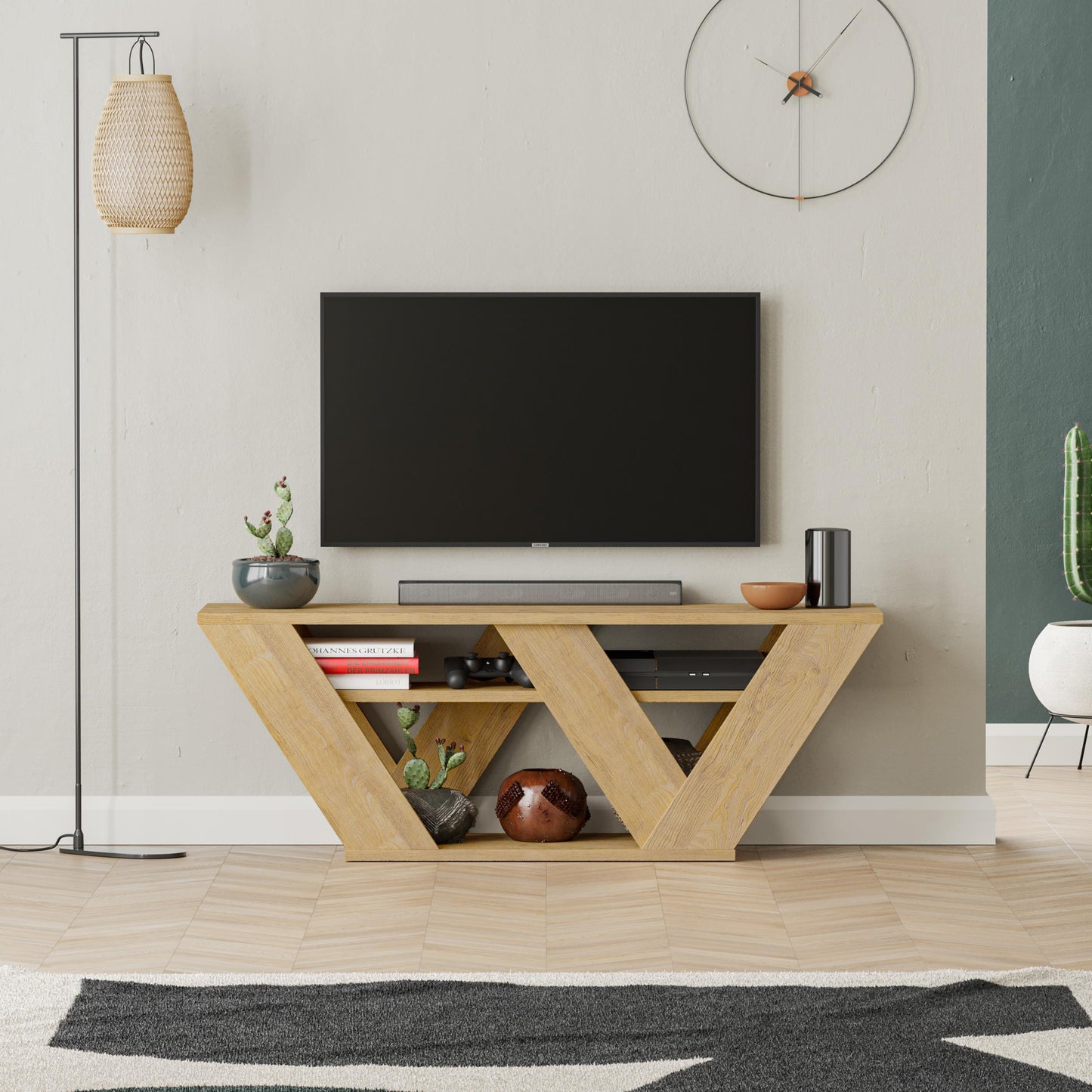Pipralla modernne TV-alus riiulitega kuni 43" teleritele, 110 cm