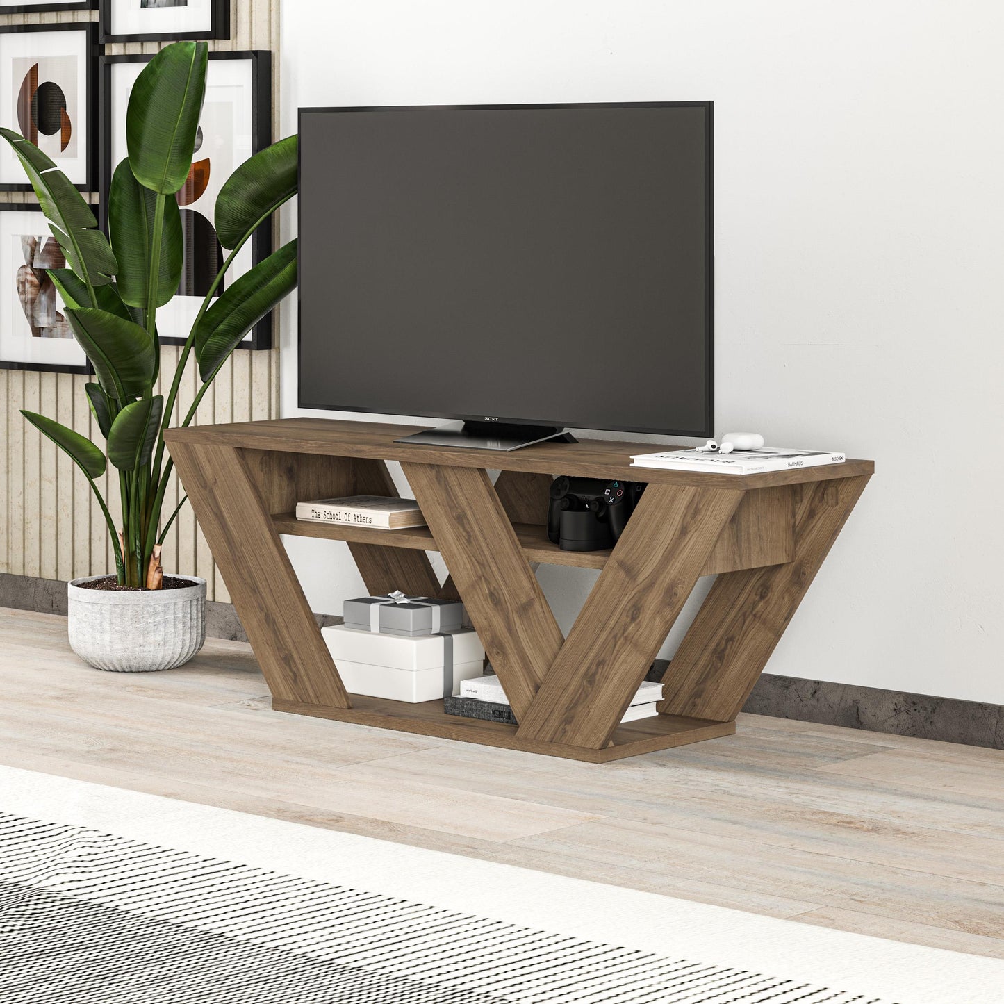 Pipralla modernne TV-alus riiulitega kuni 43" teleritele, 110 cm