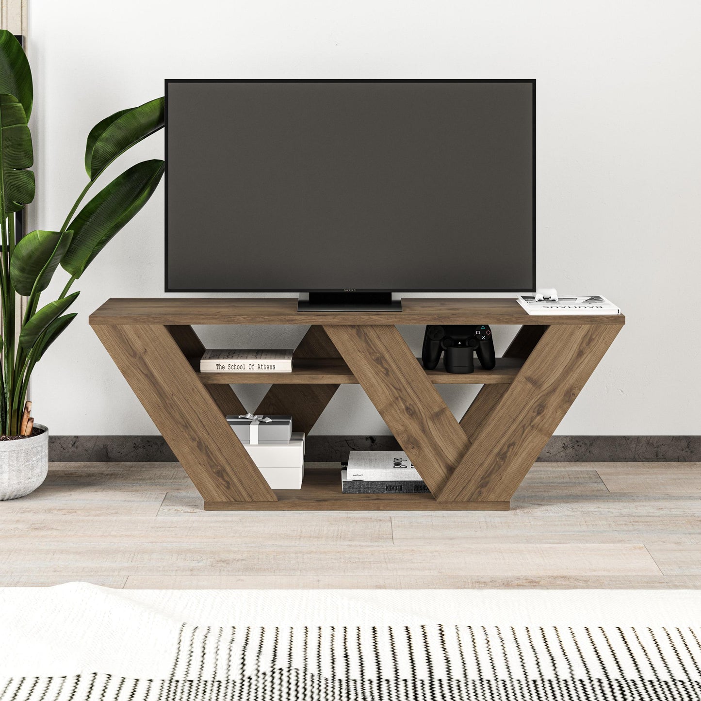 Pipralla modernne TV-alus riiulitega kuni 43" teleritele, 110 cm