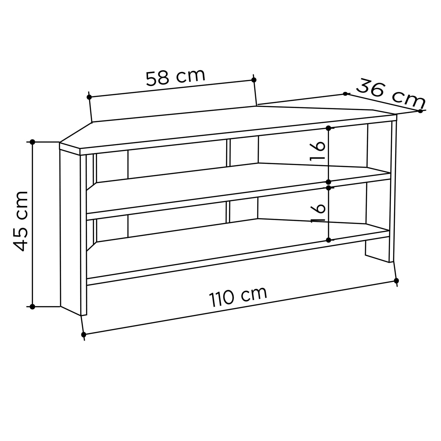 Thales nurgaga TV-alus – kaasaegne meediakeskus, 110 cm lai