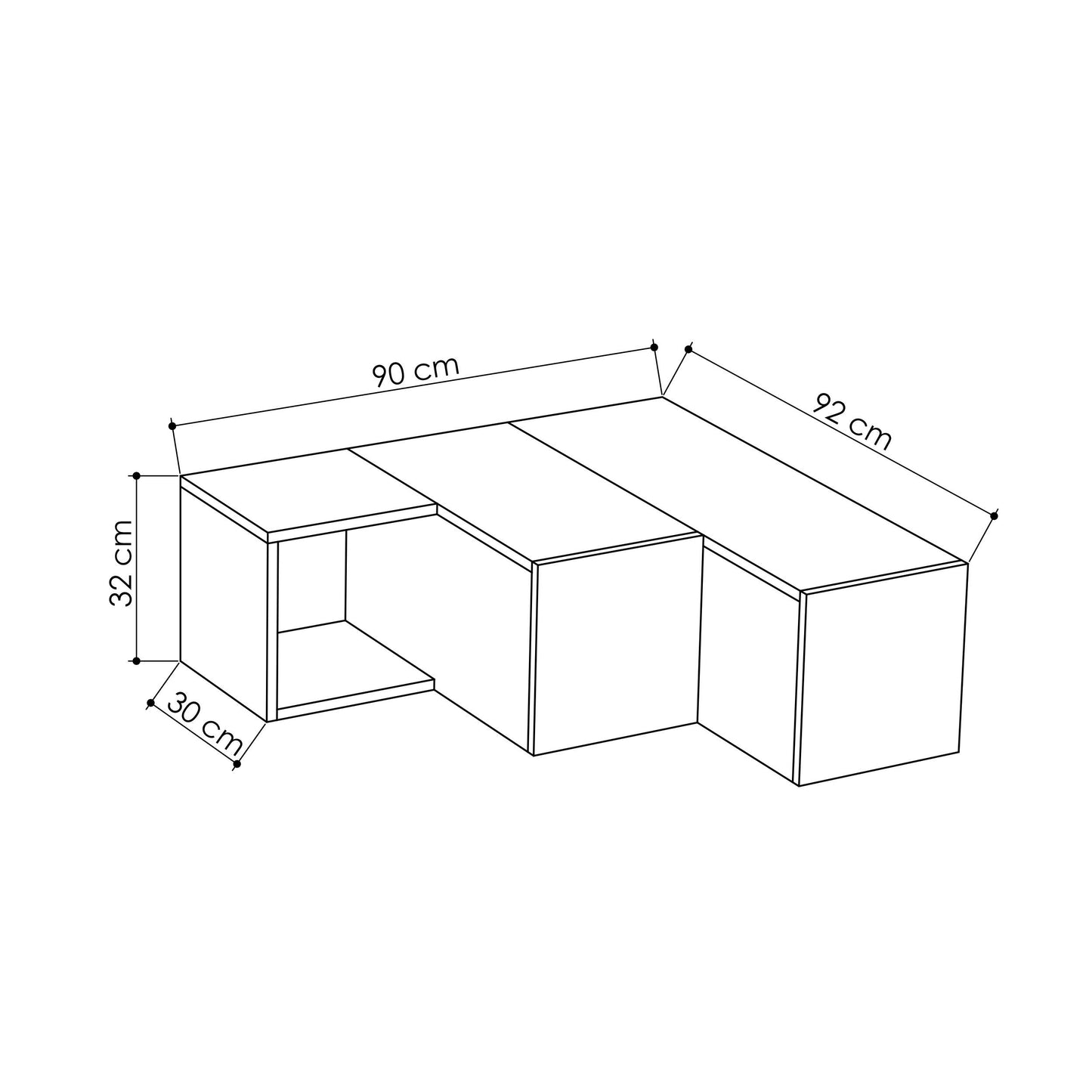 Compact Nurgaga paigaldatav modernne telerialus kuni 50-tollistele teleritele – 94,2 cm