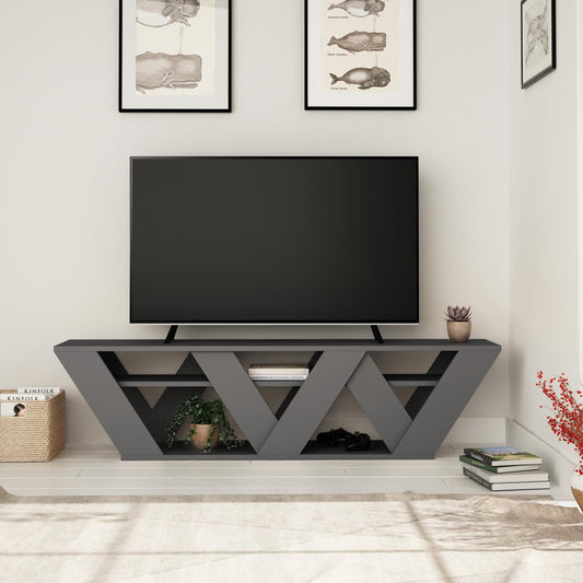 Ralla modernne TV-alus riiulitega kuni 65" teleritele, 158 cm, antratsiithall