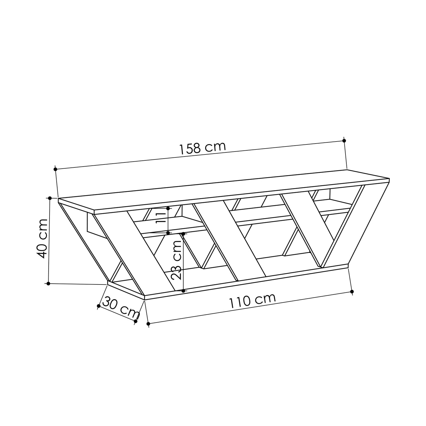 Ralla modernne TV-alus riiulitega kuni 65" teleritele, 158 cm, antratsiithall