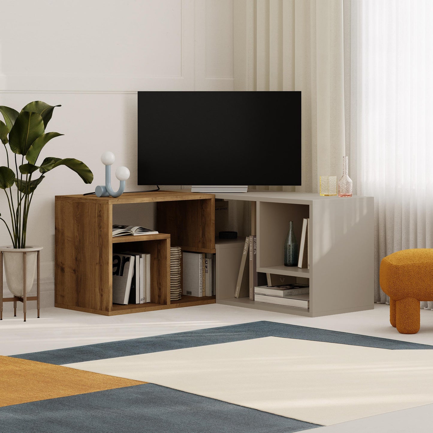 Glis Nurga TV Laud / Modulaarne Telerialus kuni 35-tollistele Teleritele –  Glis, Kaasaegne ja Mitmeotstarbeline